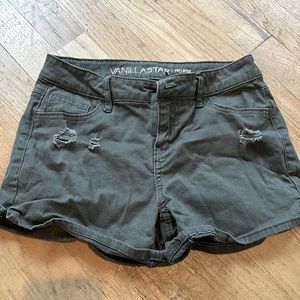 Pre-loved army green denim shorts, size 3 juniors. *3